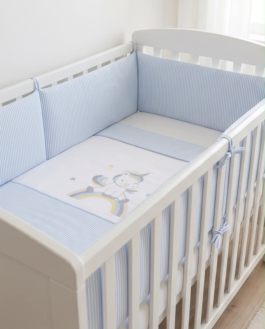 Dream baby Unicorn | Βρεφικό Σετ Σεντονιών Κούνιας 3 Τεμαχίων (Γαλάζιο)