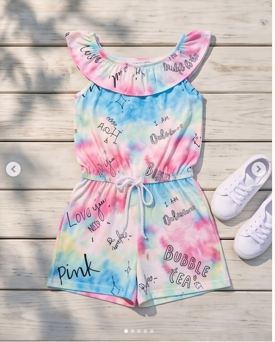Candy Tie-Dye Playsuit | Ολόσωμο κοριτσιού με βολάν