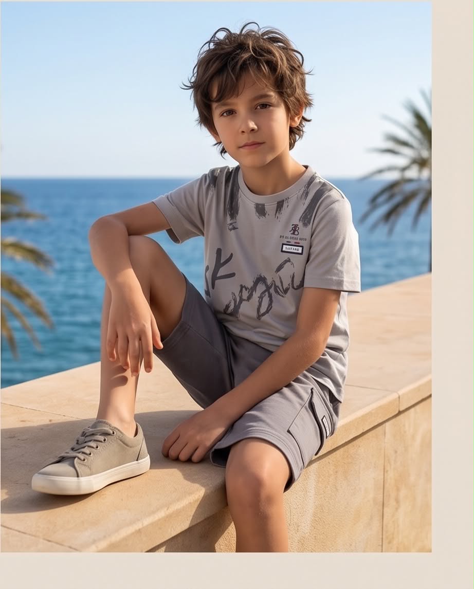 Urban Grey Cargo | Καθημερινό σετ με γκρι μπλούζα & βερμούδα