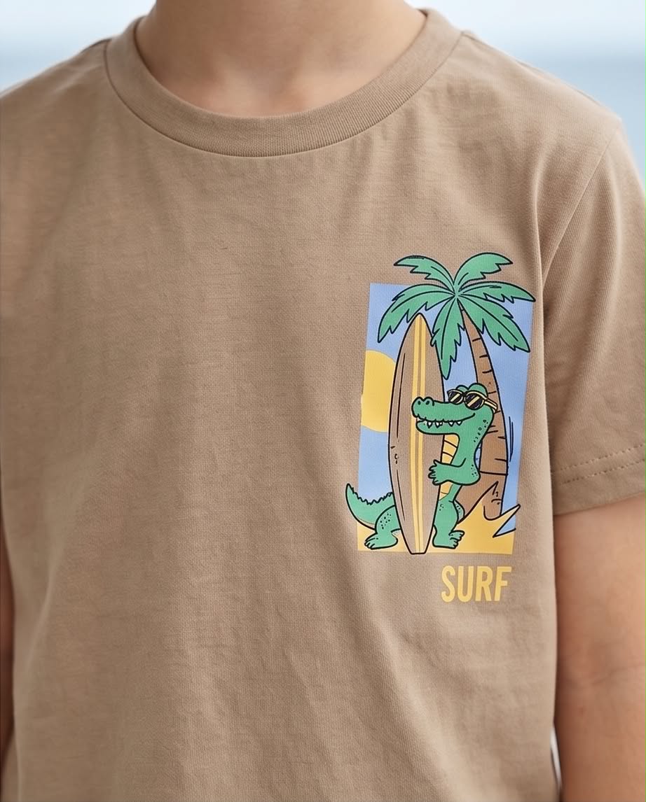 Surf Dino | Παιδικό σετ με κοντομάνικο μπλουζάκι και βερμούδα