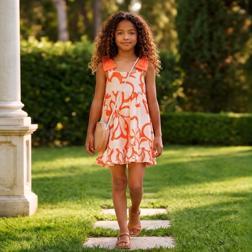 🍊 Sunset Bloom Dress | Καλοκαιρινό φόρεμα με τσαντάκι