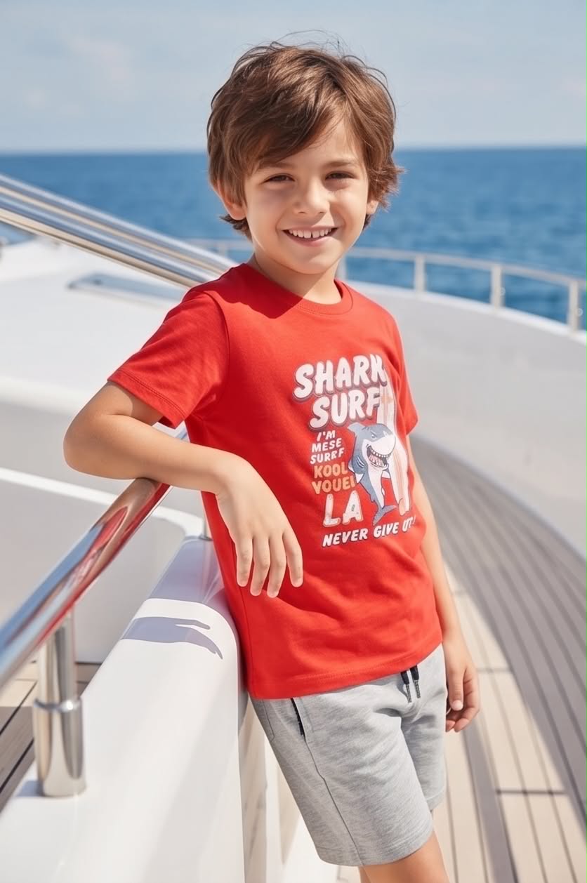 Shark Surf | Παιδικό σετ με κοντομάνικο μπλουζάκι και σορτ