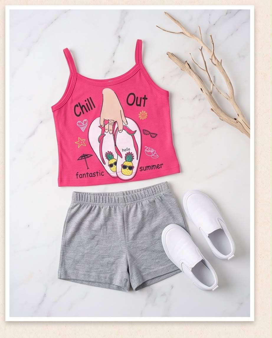 Chill Out Summer | Καθημερνό σετ με φούξια τιραντάκι & γκρι σορτς