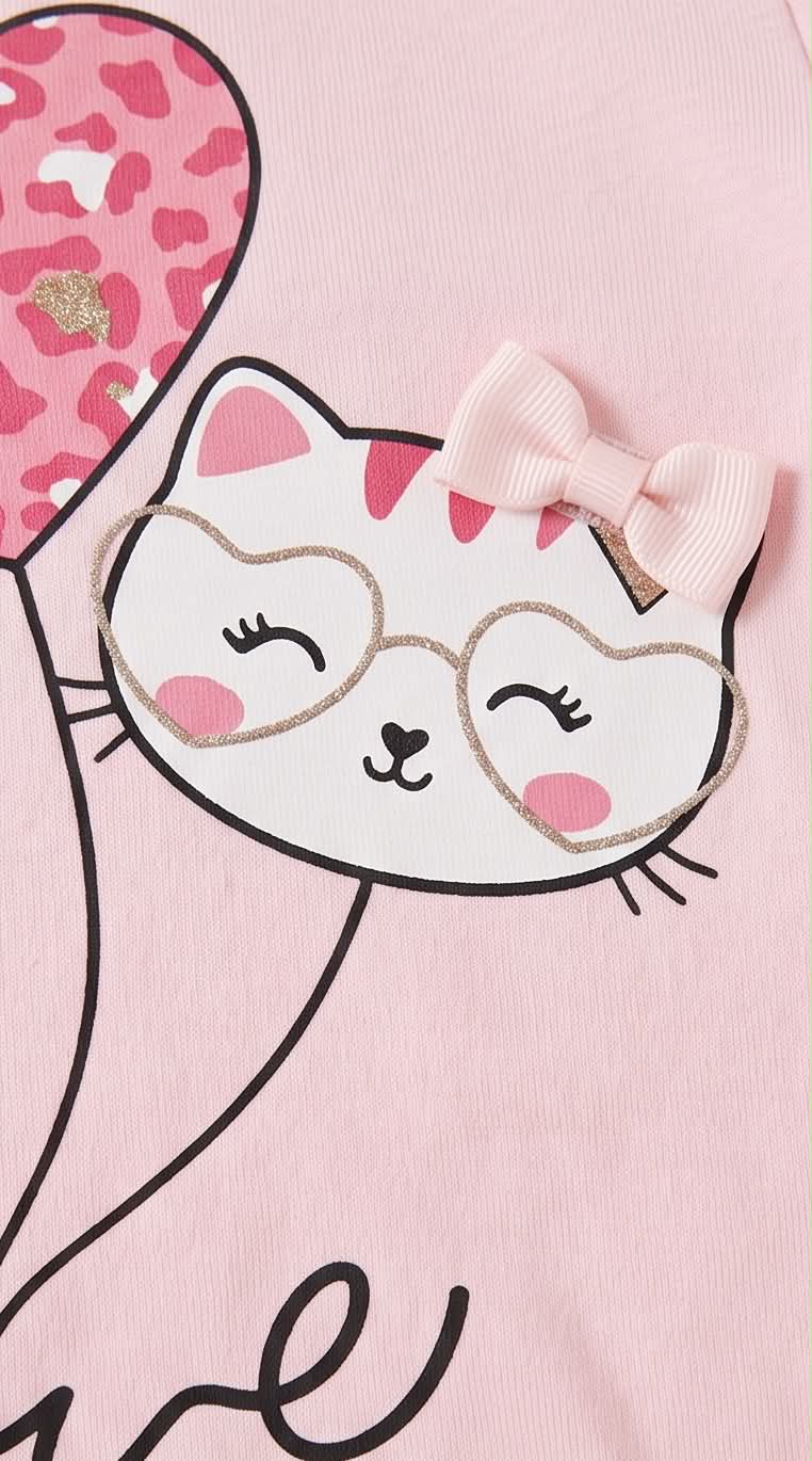 Love Kitty | Βρεφικό σετ με κοντομάνικη μπλούζα και κάπρι κολάν