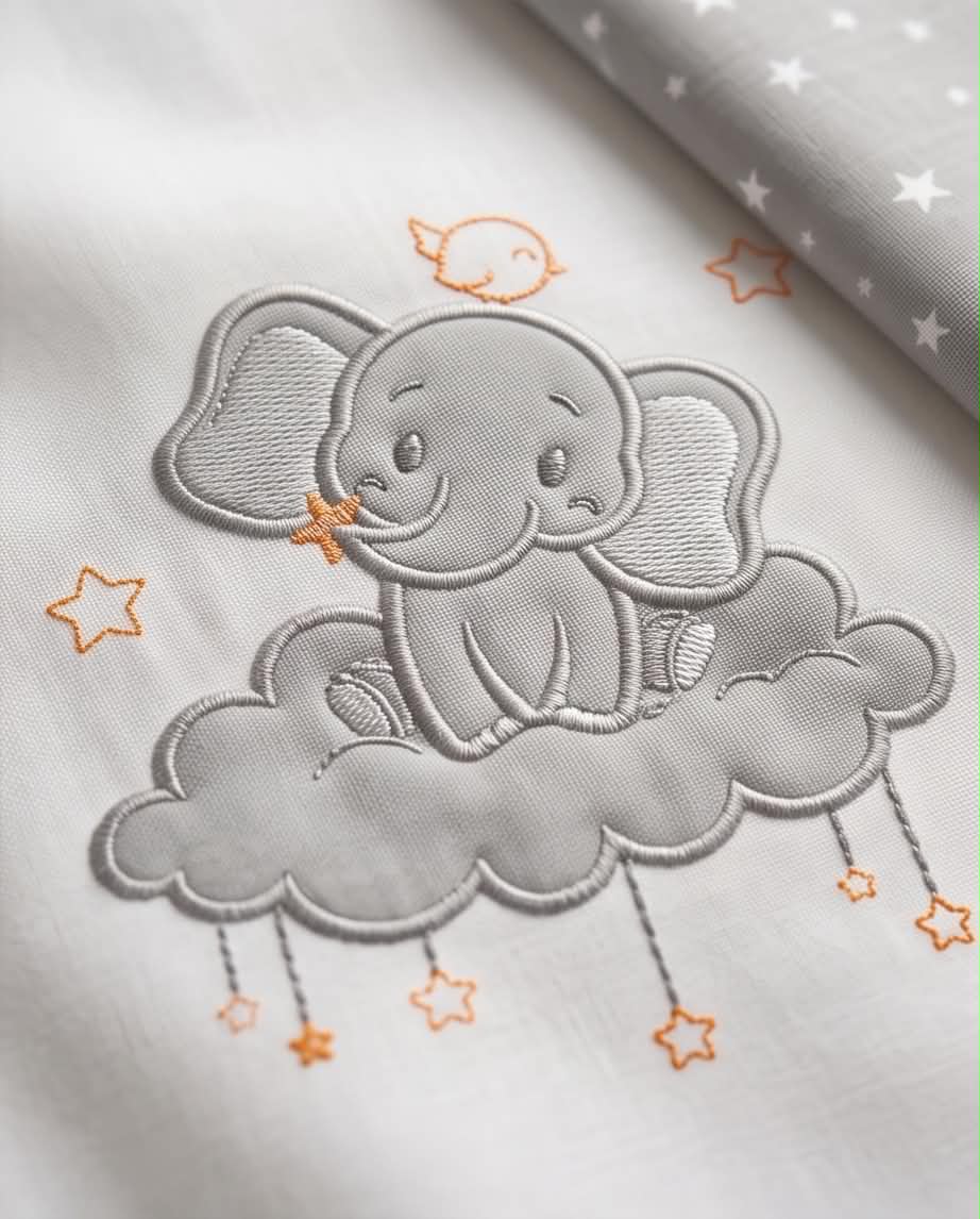 Dream Elephant Grey | Βρεφικό Σετ Σεντονιών Κούνιας 3 Τεμαχίων