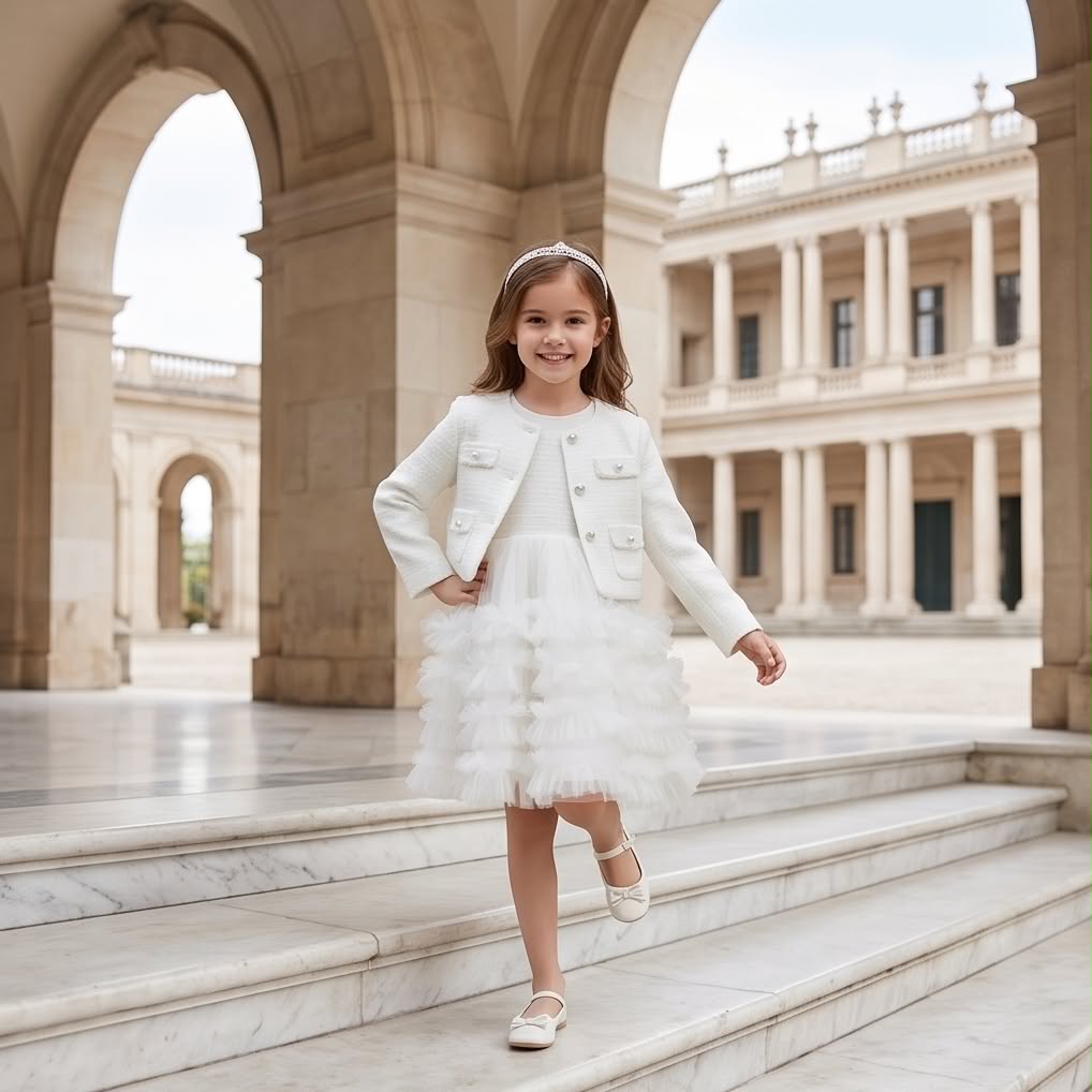 Princess Nef | Επίσημο λευκό φόρεμα με σακάκι