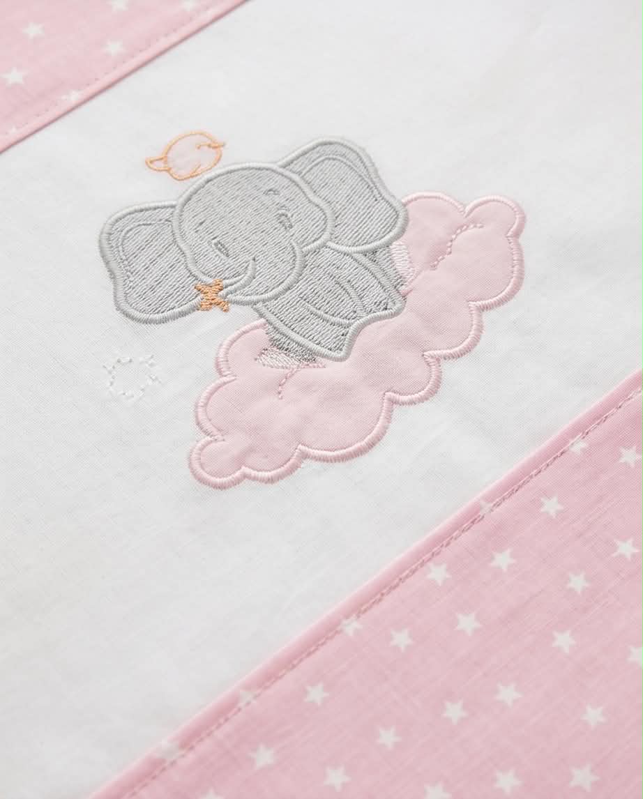 Dream Elephant Pink | Βρεφικό Σετ Σεντονιών Κούνιας 3 Τεμαχίων