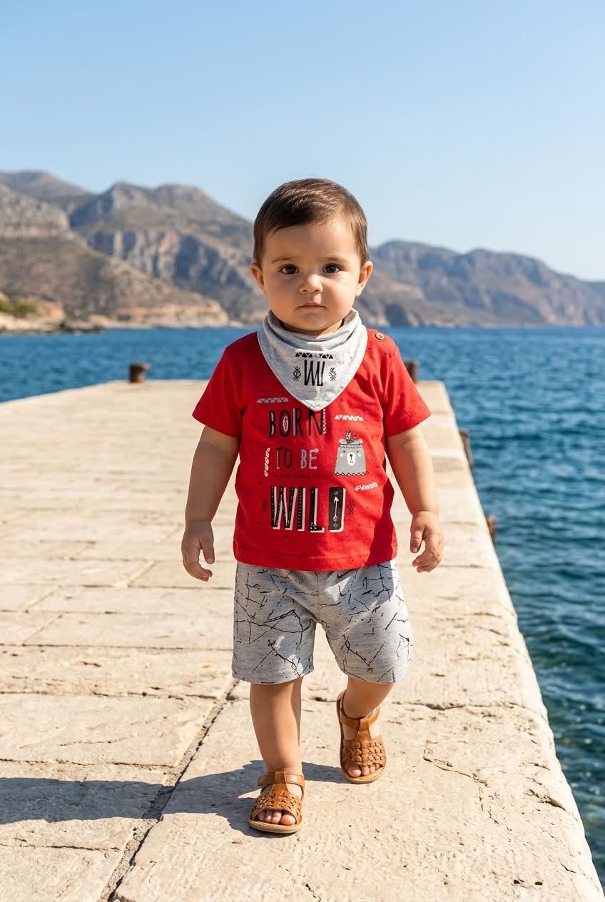 Born to Be Wild | Βρεφικό Καλοκαιρινό Σετ με Σαλιάρα