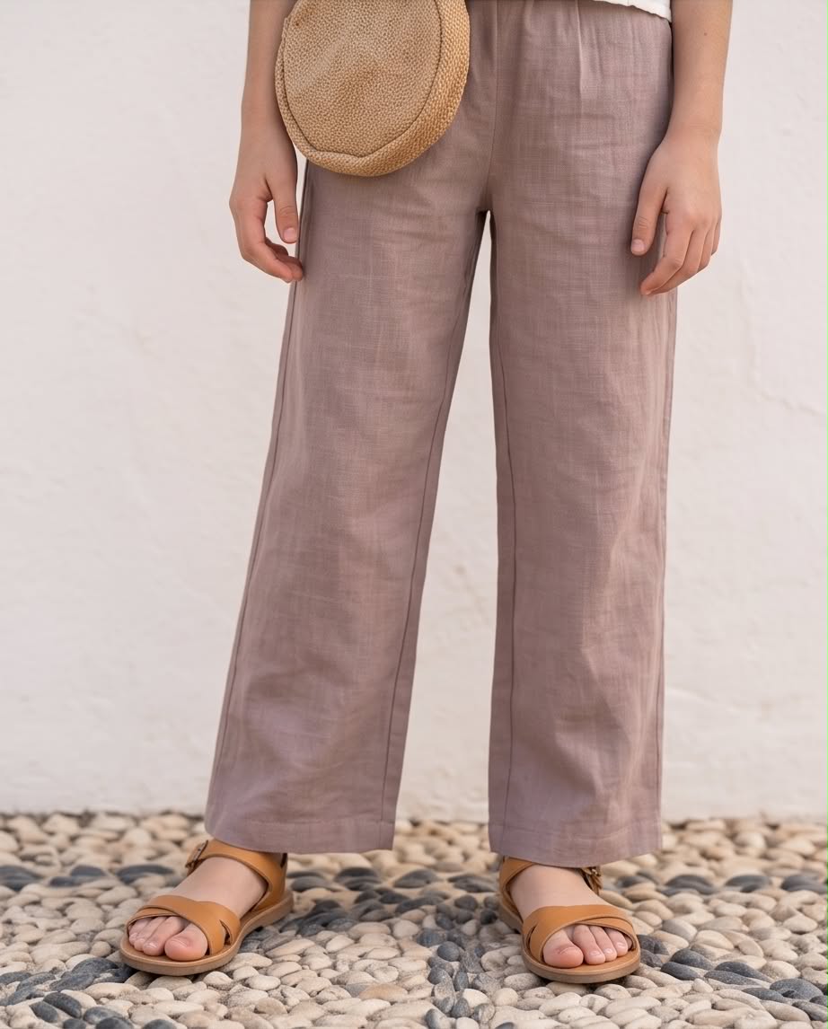 Blossom Linen Set | Λινό σετ με παντελόνα και τσαντάκι - 3 τεμαχίων