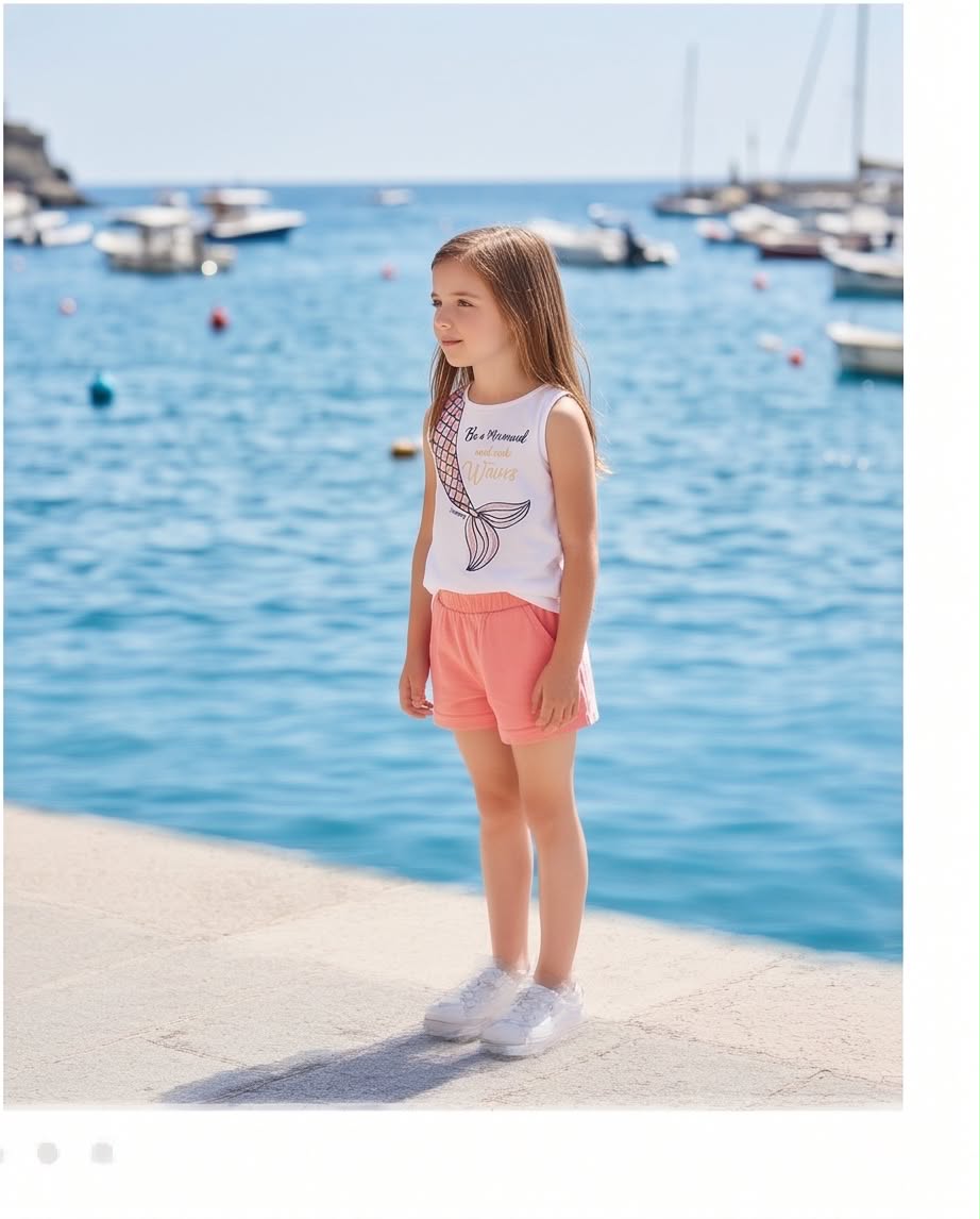 Mermaid | Κοριτσίστικο σετ με αμάνικο μπλουζάκι και σορτ