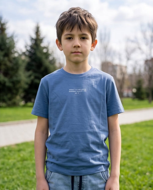 Blue Star | Σετ αγοριού με μπλε t-shirt & cargo τζιν βερμούδα