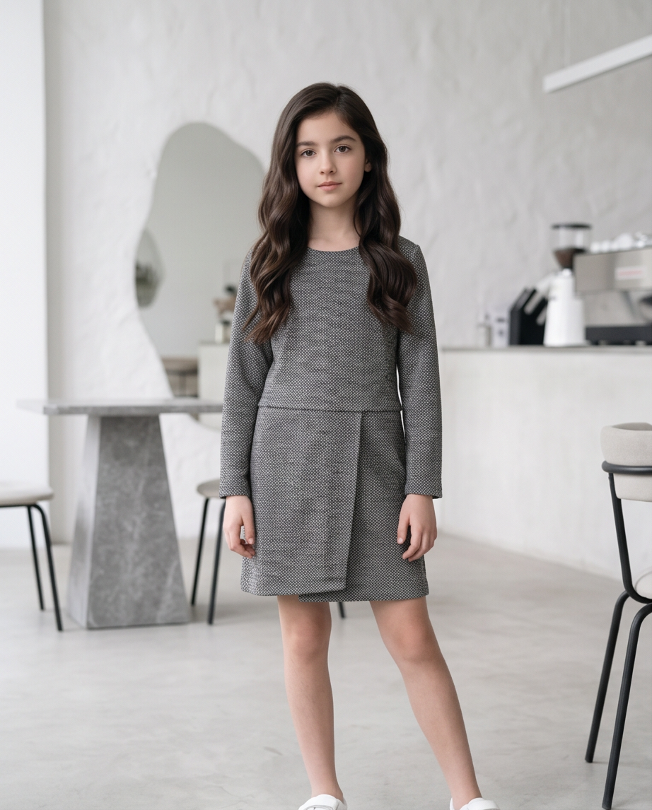 Elegant Grey | Ολόσωμο με Φούστα & Ενσωματωμένο Σορτς