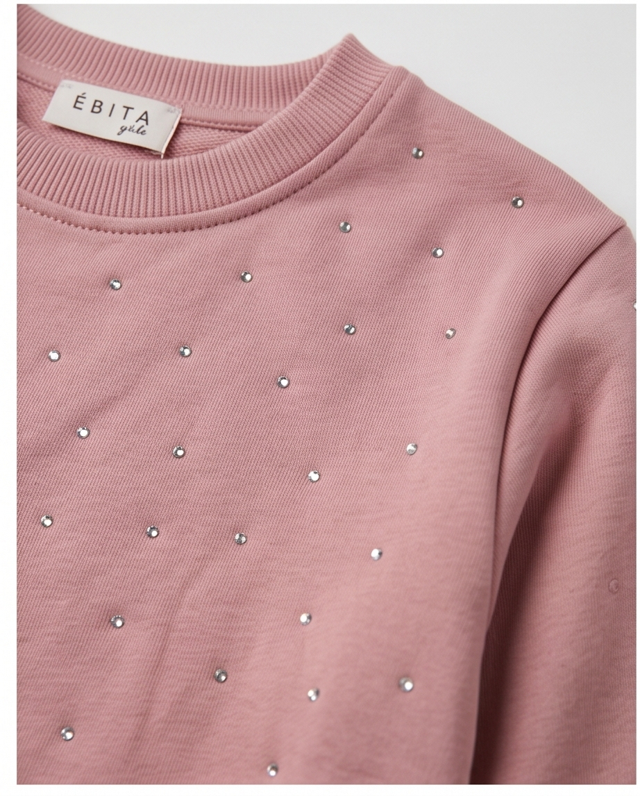 Soft Sparkle | Ροζ Σετ Φόρμας με Στρας