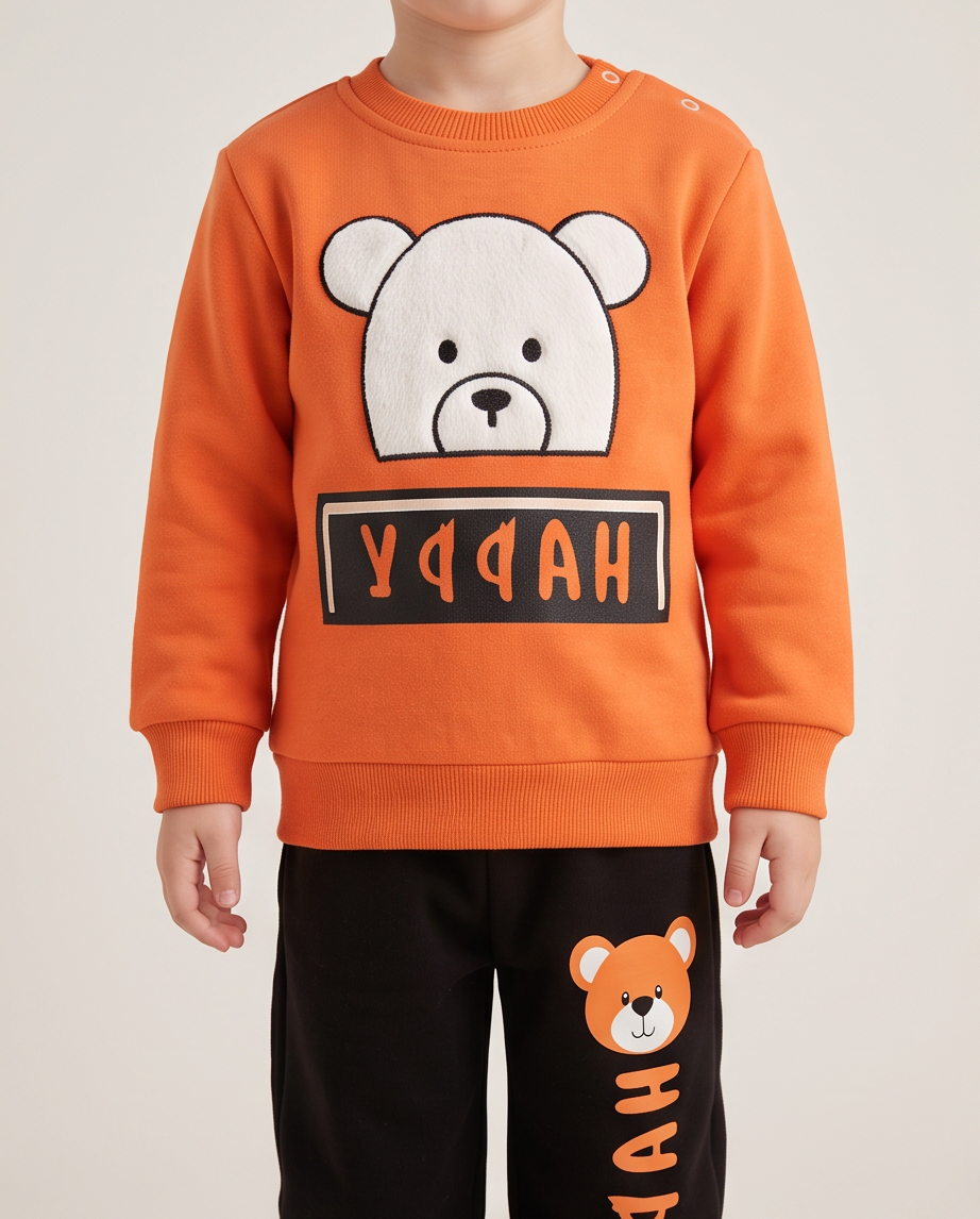 Happy Bear Orange | Βρεφικό Σετ Φόρμας