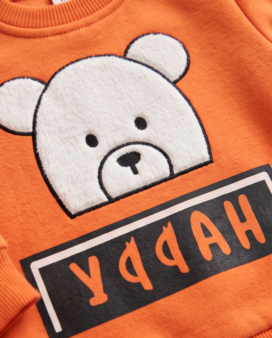 Happy Bear Orange | Βρεφικό Σετ Φόρμας