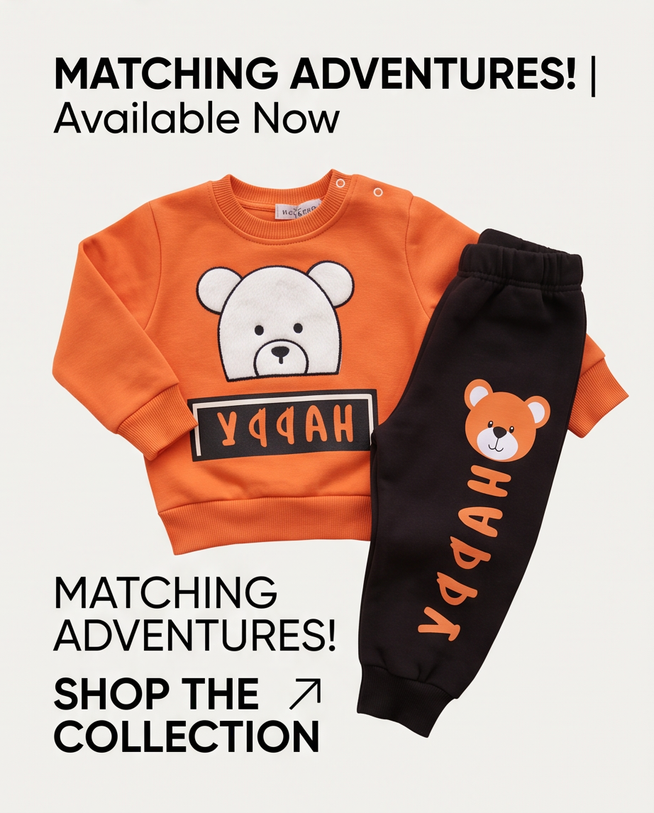 Happy Bear Orange | Βρεφικό Σετ Φόρμας