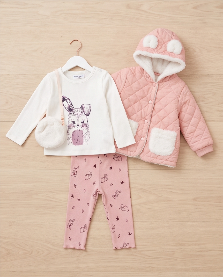 Bunny Love | Βρεφικό Κοριτσίστικο Σετ 4 Τεμαχίων με Σακάκι