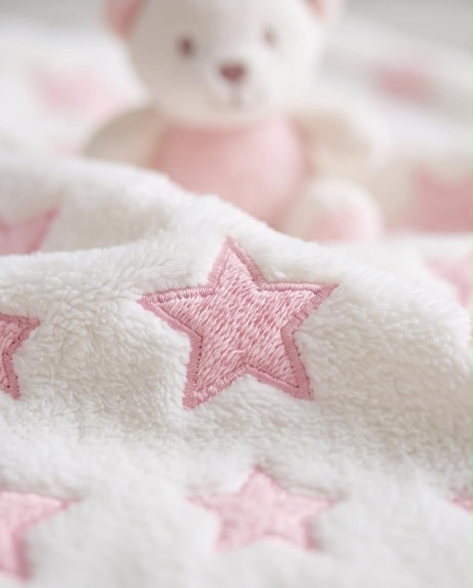 Pink Stars | Βρεφική Κουβέρτα Αγκαλιάς Sherpa 80×110 cm
