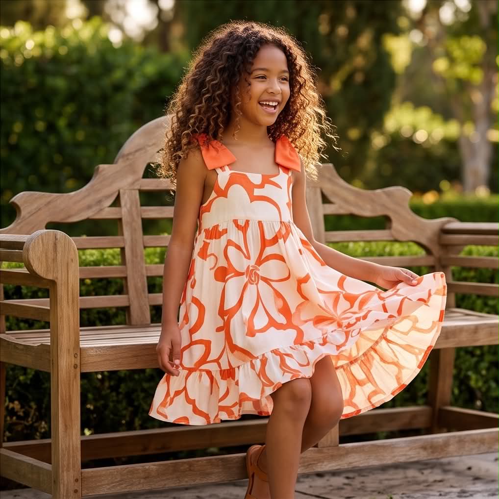 🍊 Sunset Bloom Dress | Καλοκαιρινό φόρεμα με τσαντάκι