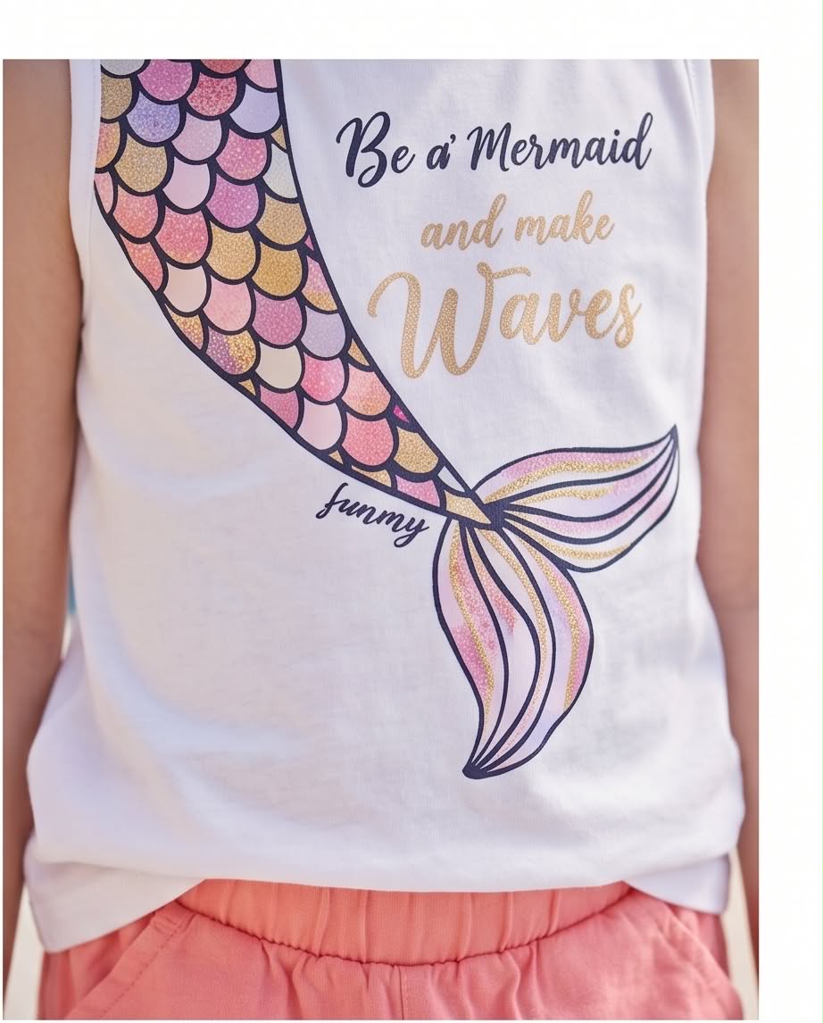Mermaid | Κοριτσίστικο σετ με αμάνικο μπλουζάκι και σορτ