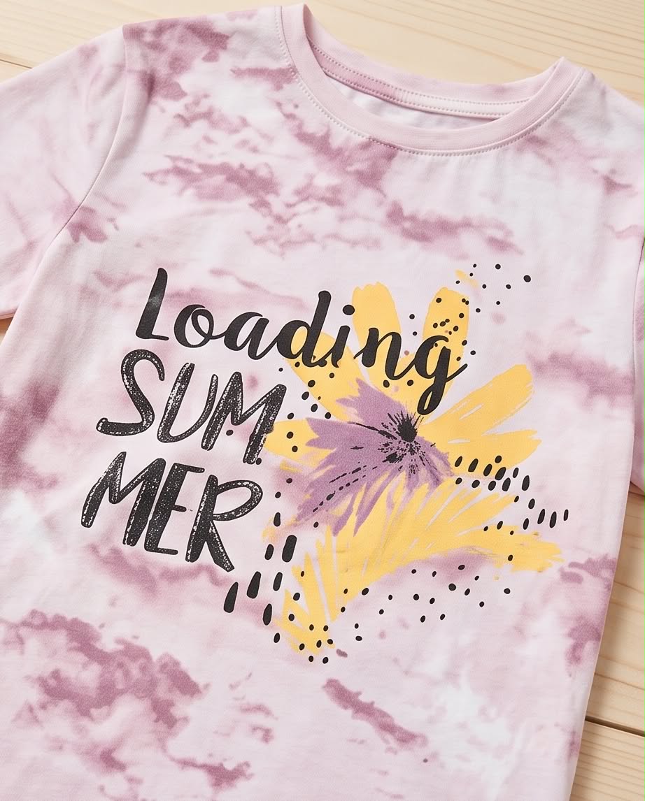 Summer Breeze Set | Σετ κοριτσιού με tie-dye μπλούζα & tropical κολάν