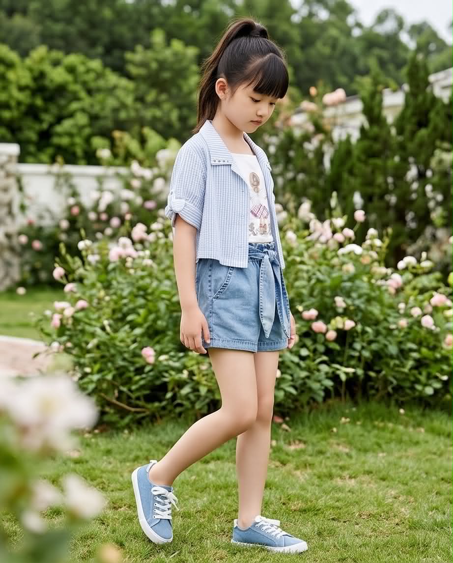Summer Chic | Κοριτσίστικο σετ με μπλούζα και τζιν σορτ