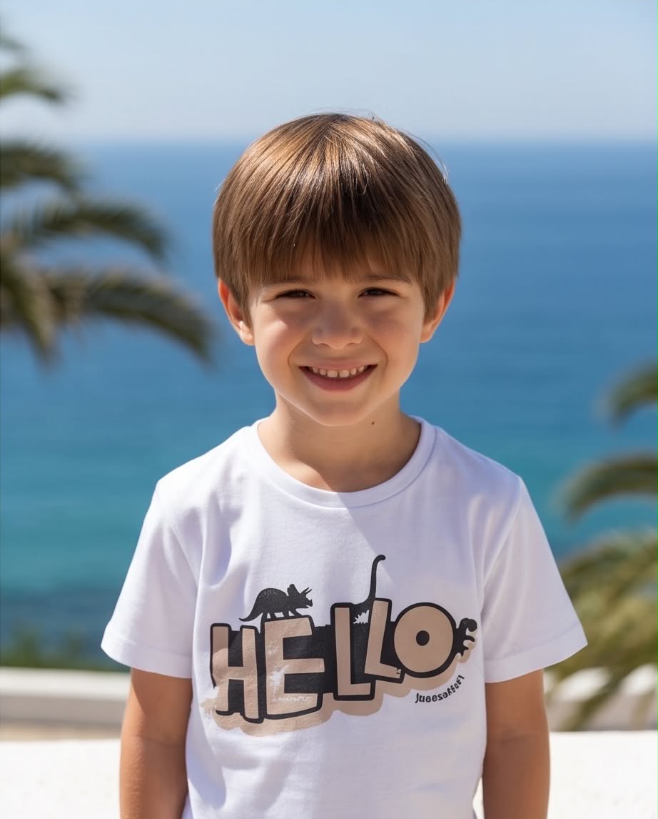 Hello Dino | Παιδικό σετ με κοντομάνικο μπλουζάκι και σορτ
