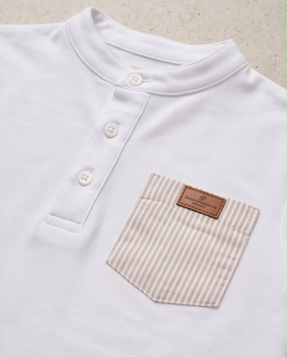 Μalta Set | Σετ με λευκό polo και ριγέ υφασμάτινη βερμούδα